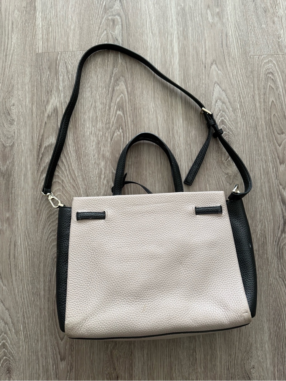 kate spade Two-Tone Pebbled Leather Shoulder Bag - Black & Cream - Picture 4 of 11